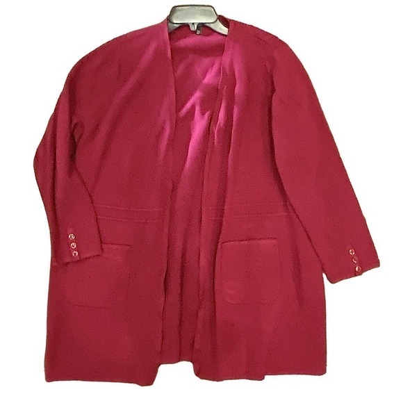 Talbots Plus Petite 2X Magenta Cardigan Pockets Classic Business Casual Pink - Picture 1 of 5
